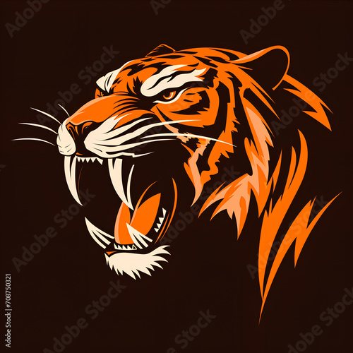 a minimalist illustration of a saber-toothed tiger  can be as a logo for a company