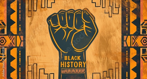 black history month symbol in the shape of a fist Generative AI photo
