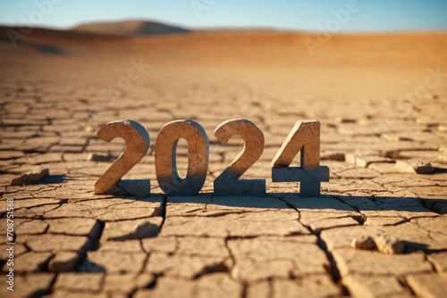 Climate change concept in 2024. Background with selective focus and copy space