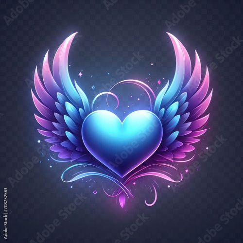 heart with wings or heart and wings. love eith wings or loves and wing