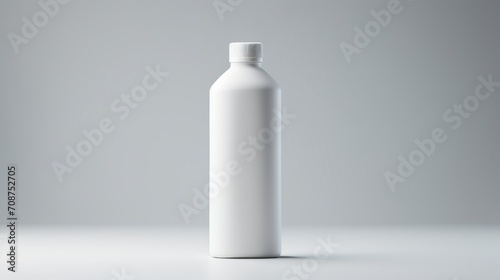 A professional-grade 3D representation of an empty cosmetic bottle isolated in 169 ratio against a neutral backdrop, providing a customizable area for branding.