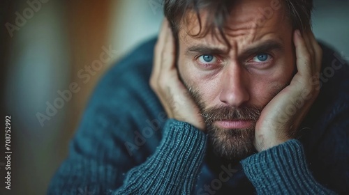 A man struggling with depression photo