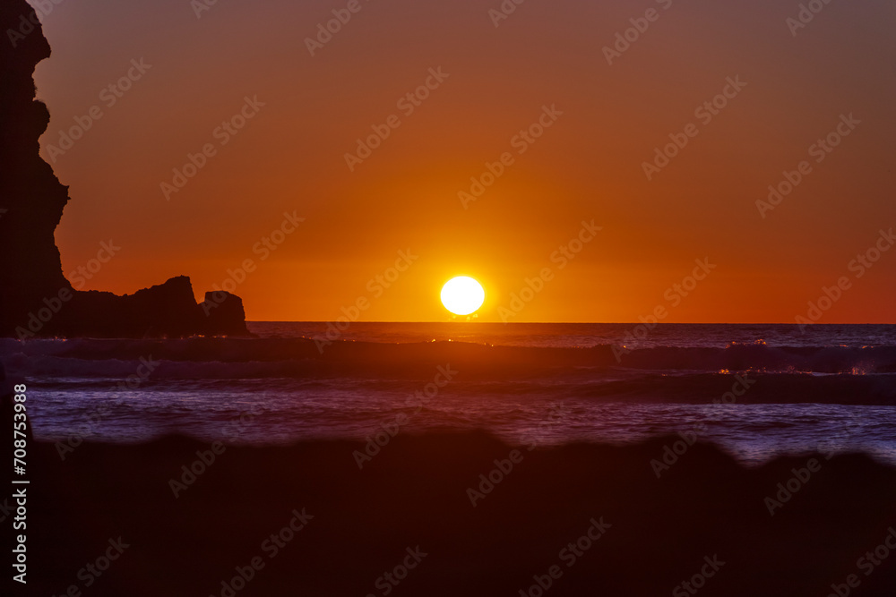 Sunset at Piha, West Auckland, Auckland region of New Zealand. January 12, 2024 - 14