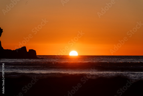 Sunset at Piha  West Auckland  Auckland region of New Zealand. January 12  2024 - 8