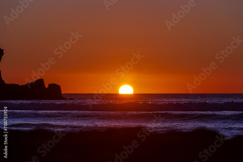 Sunset at Piha  West Auckland  Auckland region of New Zealand. January 12  2024 - 10