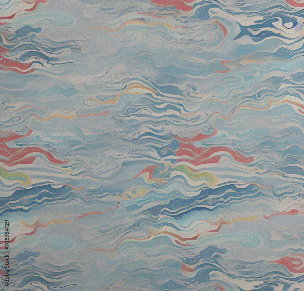 Fototapeta premium Marbled paper background. Colorful backdrop with waves. Abstract flyer, template design. Water painting