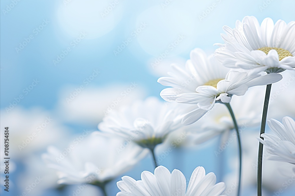 White chrysanthemum on right side against magical bokeh background with ample text space White chrysanthemum on right side against magical bokeh background with ample text space