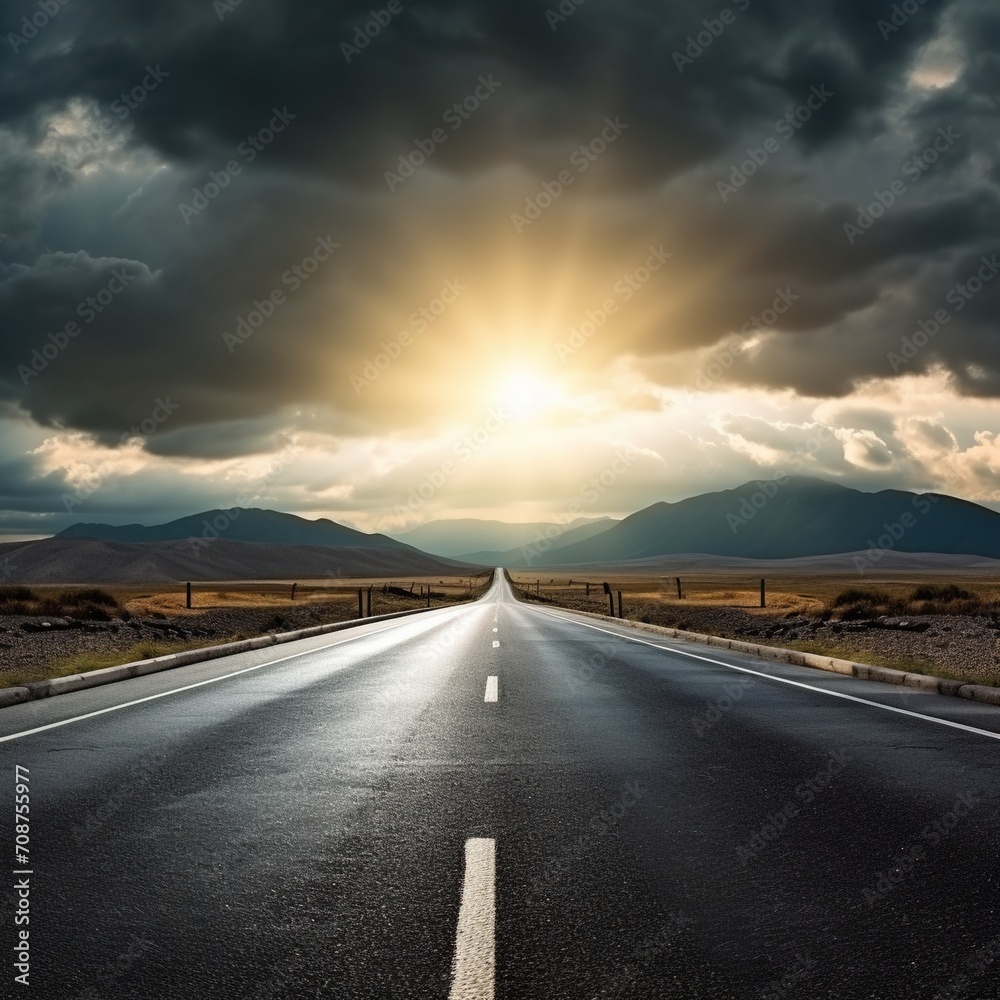 Fototapeta premium A long and winding road stretches into the distance