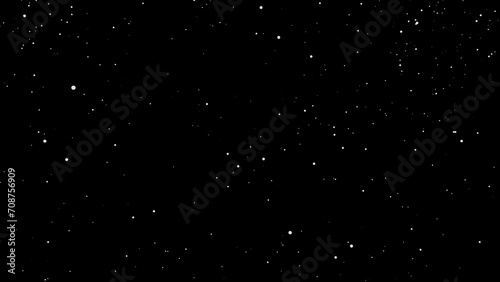 Little White falling snowflakes overlay. Black background. Winter snowfall footage. Snow weather wallpaper. Stars glow in the sky