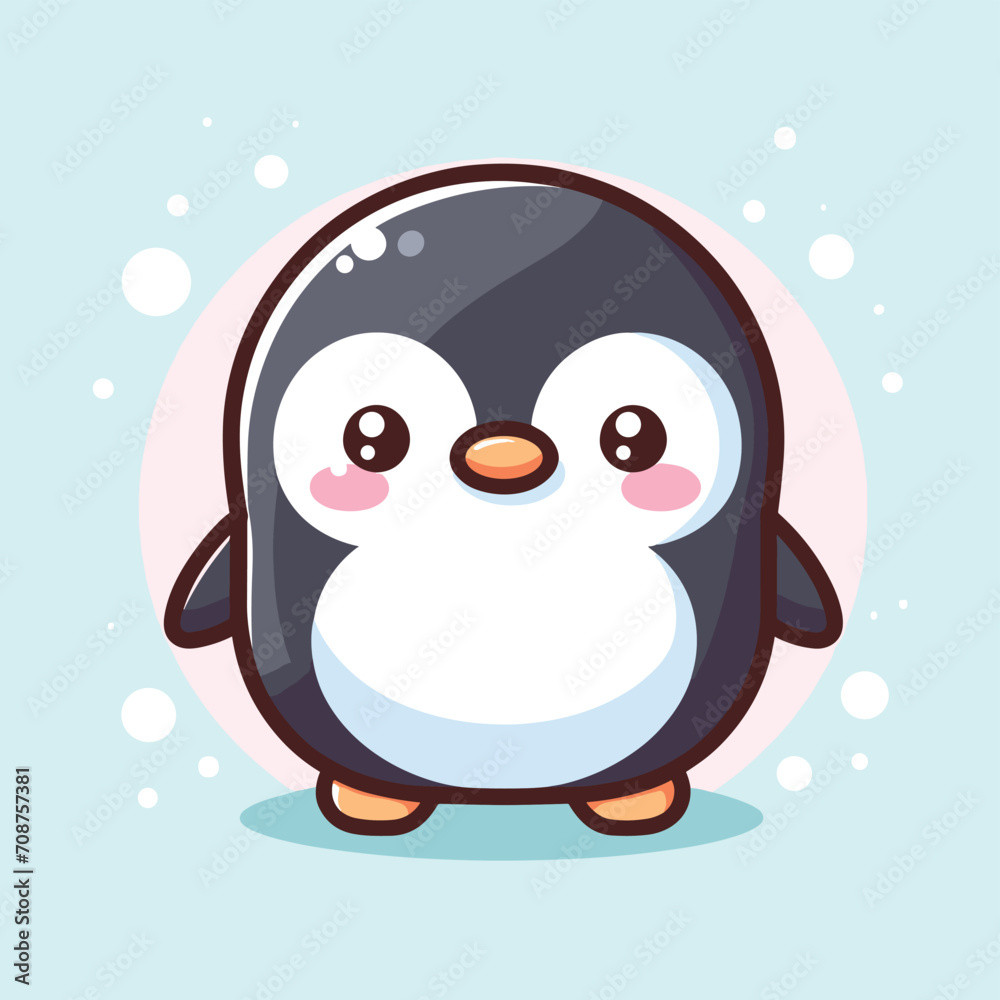 cute penguin cartoon icon illustration