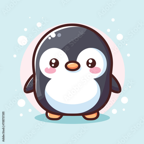 cute penguin cartoon icon illustration