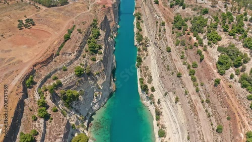 Peloponnese Greece Corinth canal aerial view photo