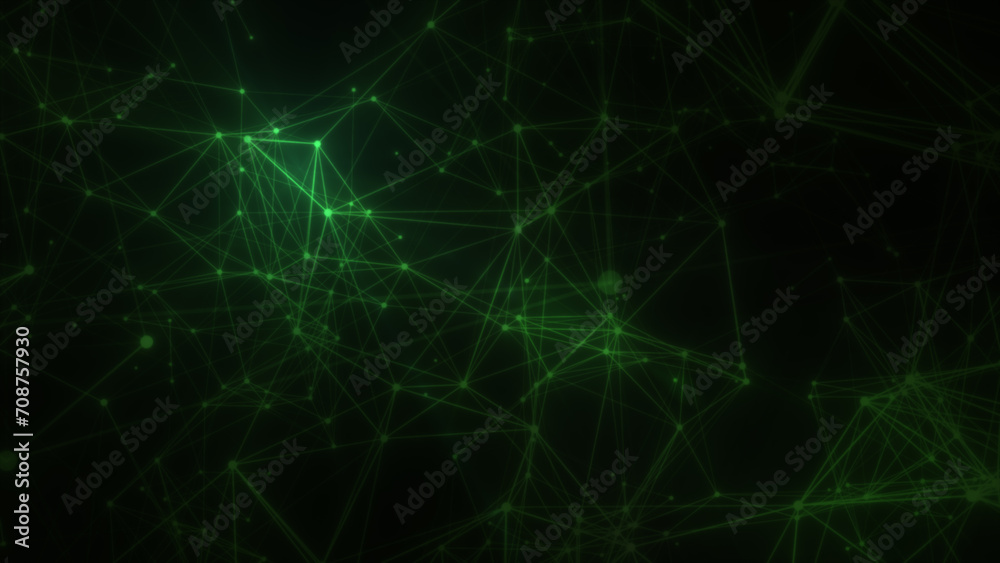 Scientific bg of plexus and particles, green background 