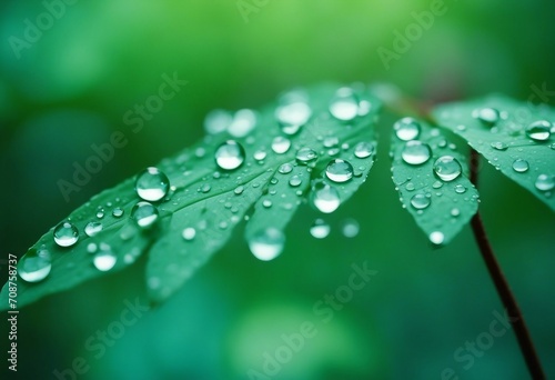 Large drop water reflects environment Nature spring photography raindrops on plant leaf Background