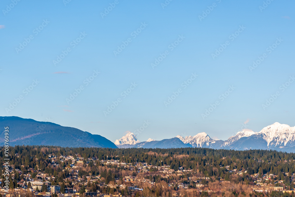 majestic mountains with urban foreground in Vancouver, Canada