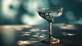  a close up of a wine glass on a table with a blurry image of a person in the background in the background is a blurry background of the glass.