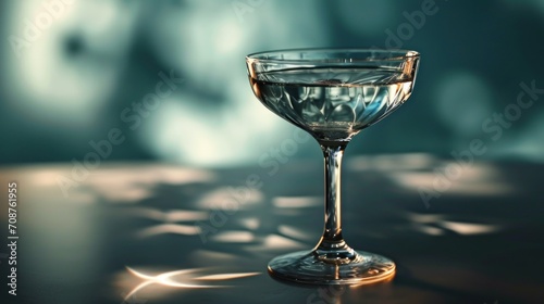  a close up of a wine glass on a table with a blurry image of a person in the background in the background is a blurry background of the glass. photo