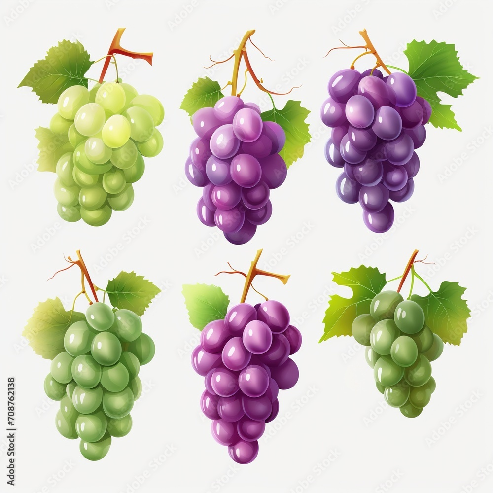 Illustration of different grape varieties Illustration of different grape varieties