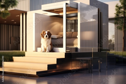 Experience the captivating allure of a contemporary dog house through an authentic portrayal that captures the essence of its modern architecture © Silvana