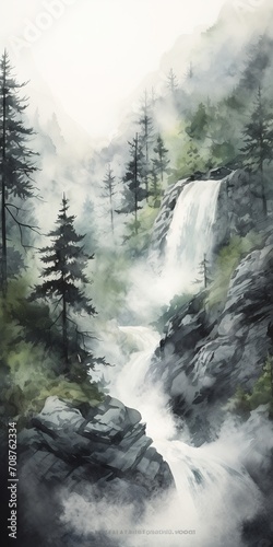 Misty Forest Waterfall photo