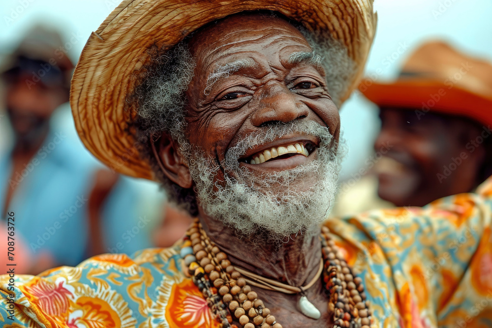 Fototapeta premium A smiling portrait of an elderly African American man