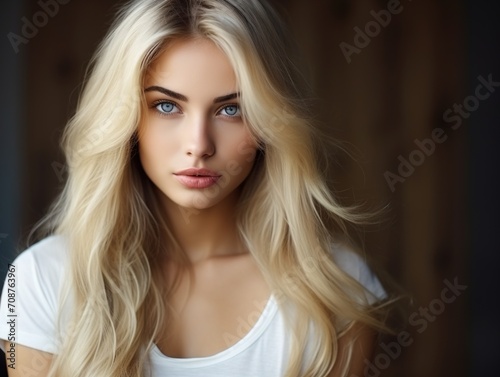Stunning Blonde Woman with Blue Eyes