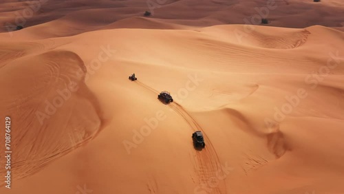 Wallpaper Mural Dune buggy tour in Dubai desert dunes UAE aerial drone view Torontodigital.ca