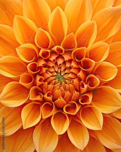 An orange dahlia flower close up