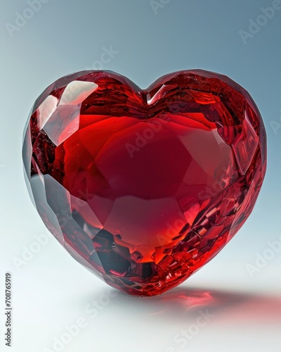 Red hearth shaped diamond, light colored background 