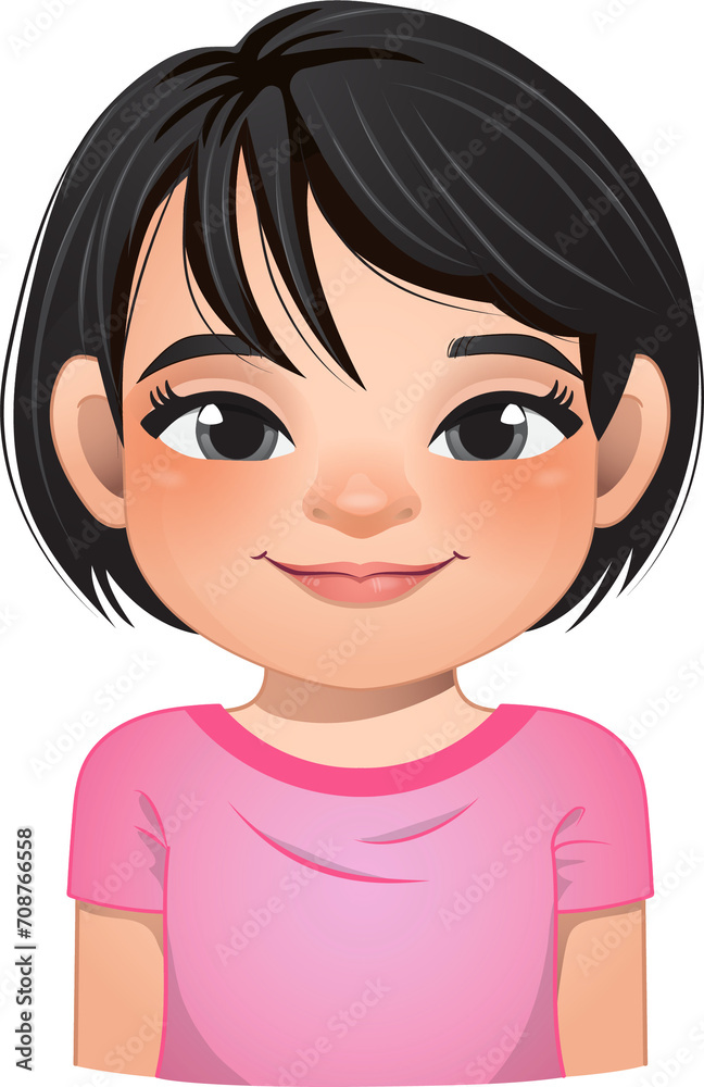 Little girl face, avatar, kid head with short hair cartoon PNG Little girl face, avatar, kid head with short hair cartoon PNG