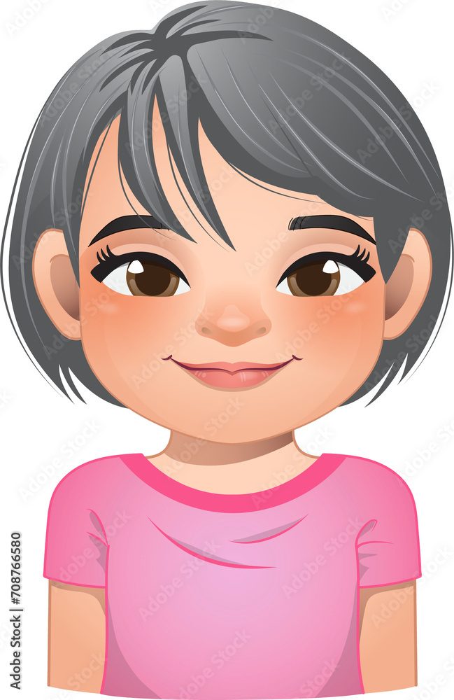 Little girl face, avatar, kid head with short hair cartoon PNG Little girl face, avatar, kid head with short hair cartoon PNG