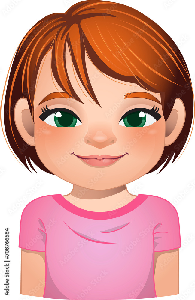 Little girl face, avatar, kid head with short hair cartoon PNG Little girl face, avatar, kid head with short hair cartoon PNG