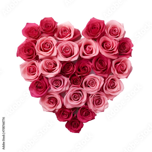 Pink roses forming a love heart symbol on transparent background PNG image