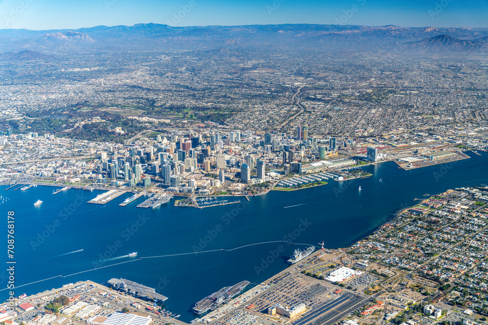 San Diego Skyline: Aerial Majesty of Urban Waterfront and Architectural Splendor, January 2024