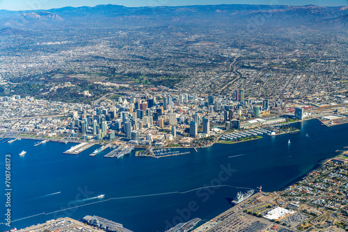 San Diego Skyline: Aerial Majesty of Urban Waterfront and Architectural Splendor, January 2024