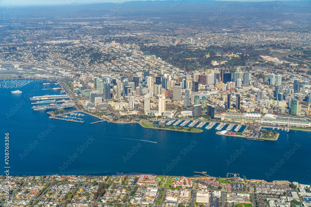 San Diego Skyline: Aerial Majesty of Urban Waterfront and Architectural Splendor, January 2024