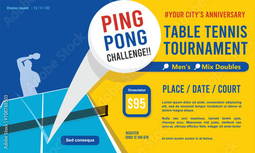 Great attractive table tennis pingpong flyer banner design for any media	