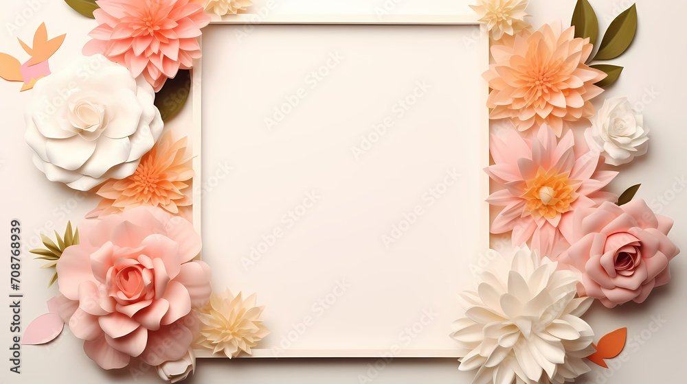 Empty floral frame with copy space for greeting card or invitation design Empty floral frame with copy space for greeting card or invitation design