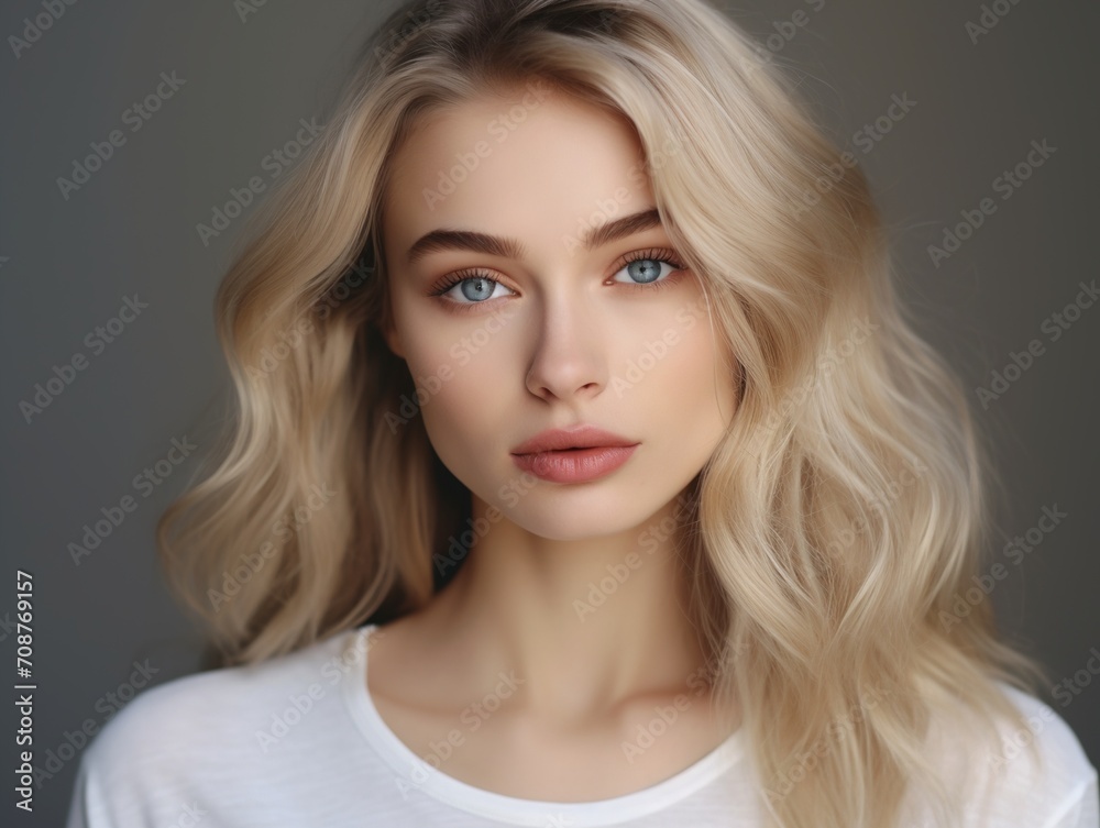 Portrait of a beautiful young blonde woman with blue eyes Portrait of a beautiful young blonde woman with blue eyes