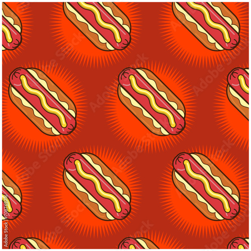 Hot dog vector illustration pattern