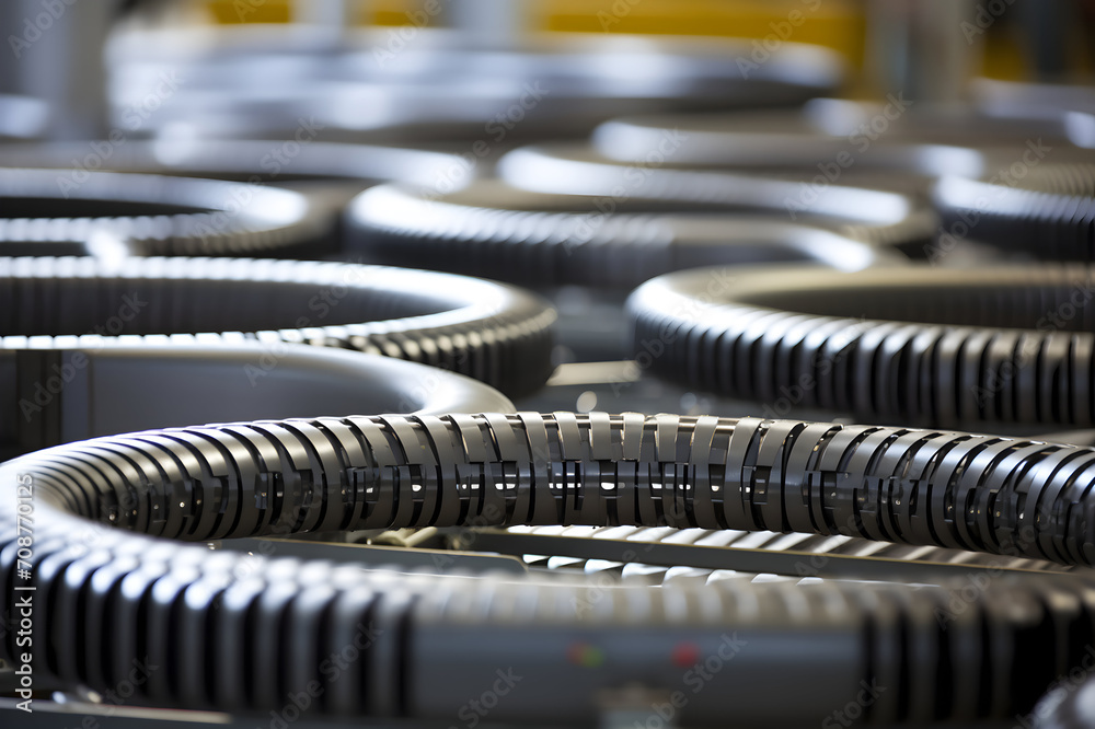 Industrial production line in a factory, close-up. Industrial background Industrial production line in a factory, close-up. Industrial background