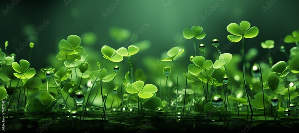 Vibrant spring blurred background in green shades for product placement and advertising