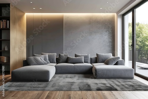 Chic living room interior in gray colors © abstract Art