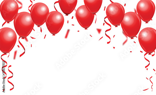 balloon and confetti vector with transparent background
