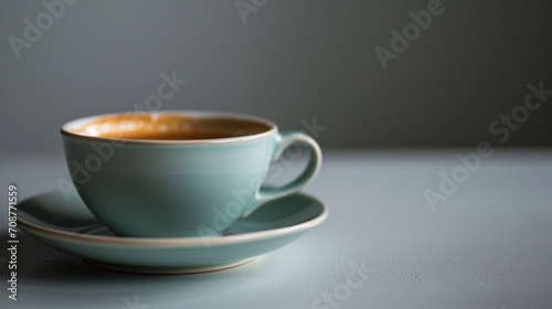  a cup of coffee sitting on top of a saucer on top of a table next to a cup of coffee on top of a saucer on a saucer.