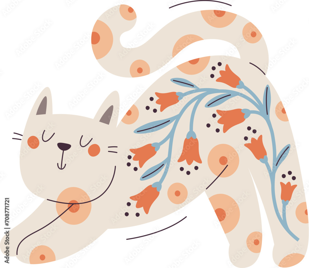 Cat With Floral Pattern