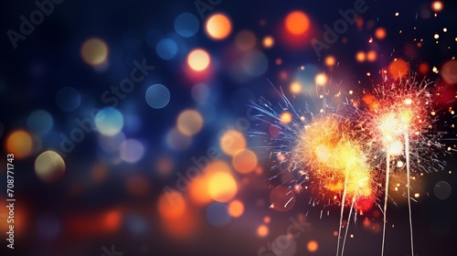 Entertainment centric bokeh backdrop with blurred effect, fireworks, and crowd scenes