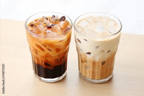 Wallpaper Mural Set of refreshing iced coffee and latte in tall glasses   isolated on white background Torontodigital.ca