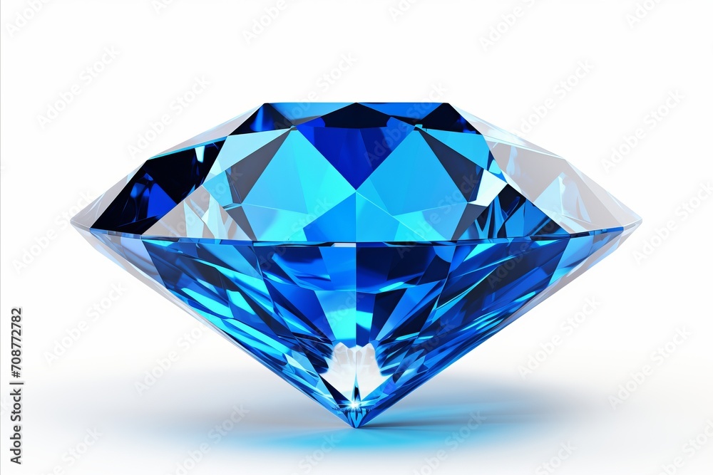 Blue diamond on white background isolated precious gemstone for jewelry design or advertising Blue diamond on white background isolated precious gemstone for jewelry design or advertising