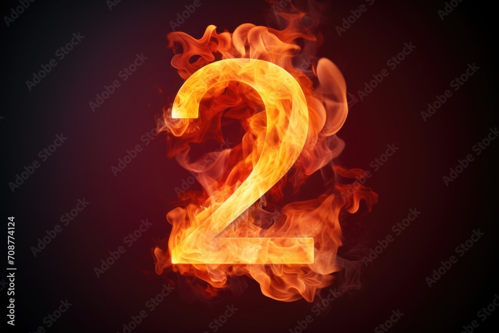 fire number 2 made of fire flames. number two symbol. isolated on black. hot red and orange symbol fire number 2 made of fire flames. number two symbol. isolated on black. hot red and orange symbol